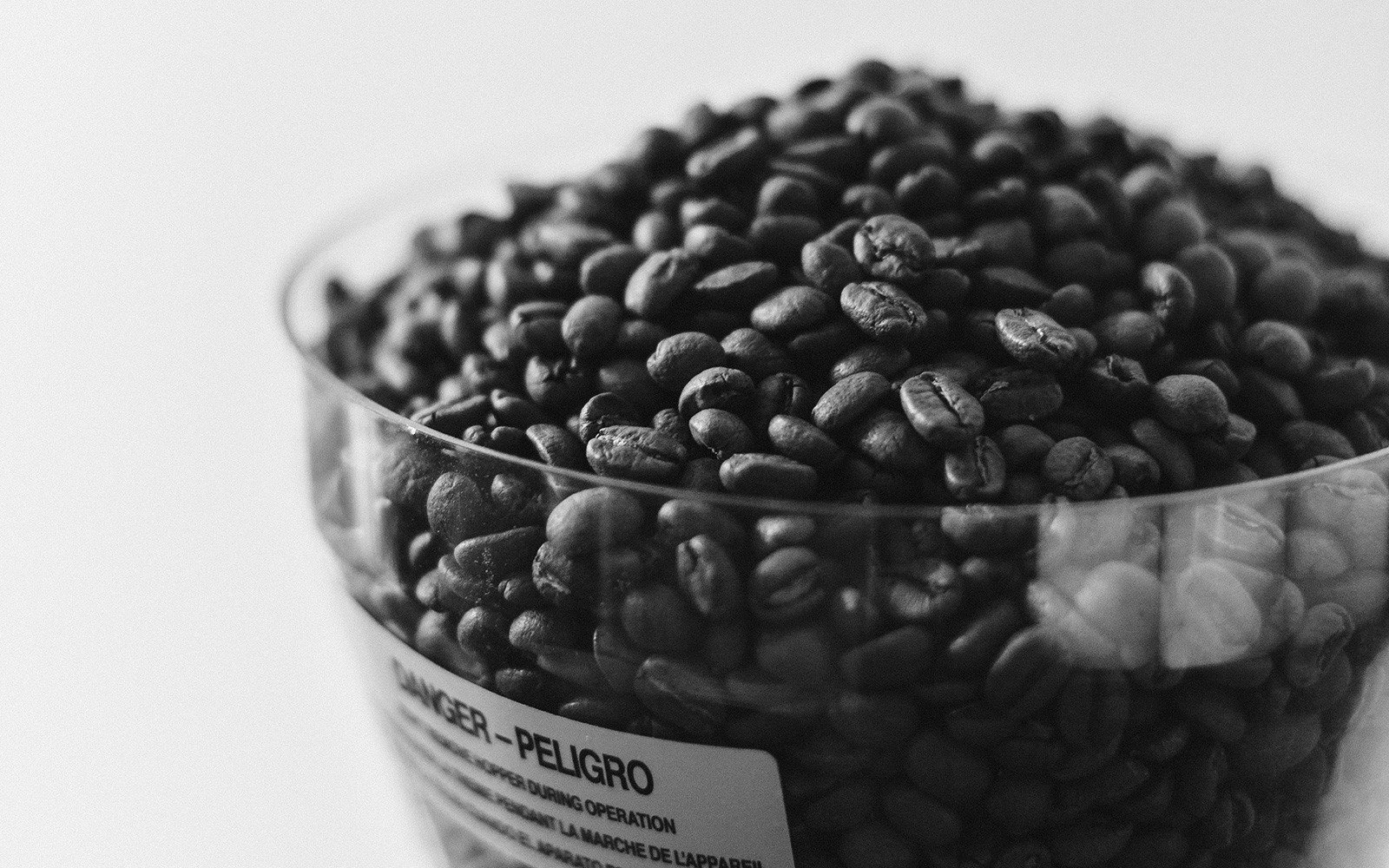 coffee beans in a glass bowl
